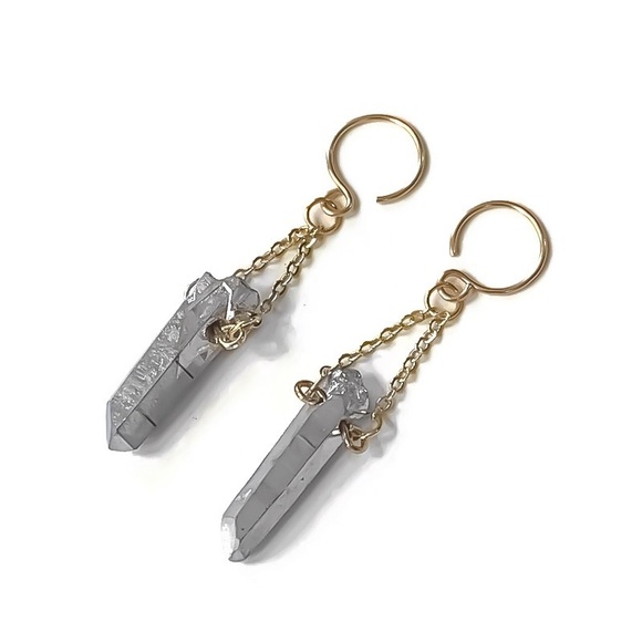 14KYGF Crystal Quartz Point Earrings - Picture 3 of 12
